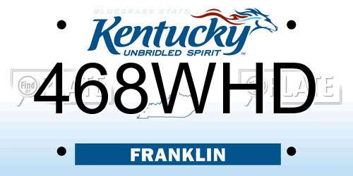 468WHD Kentucky License Plate