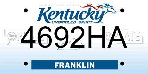 4692HA Kentucky License Plate