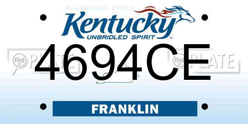 4694CE Kentucky License Plate