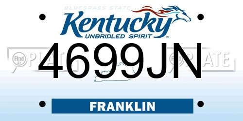 4699JN Kentucky License Plate