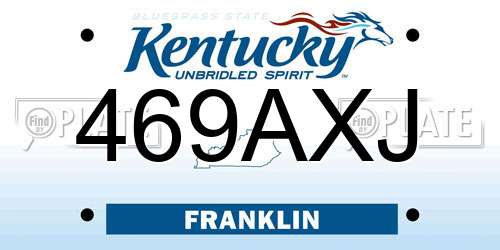 469AXJ Kentucky License Plate
