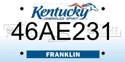 46AE231 Kentucky License Plate