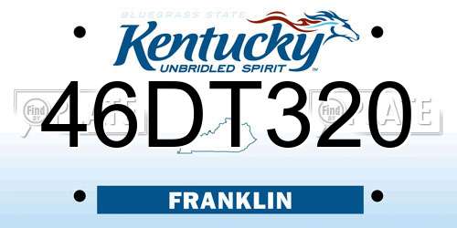 46DT320 Kentucky License Plate