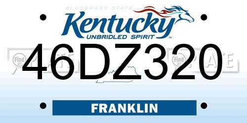 46DZ320 Kentucky License Plate