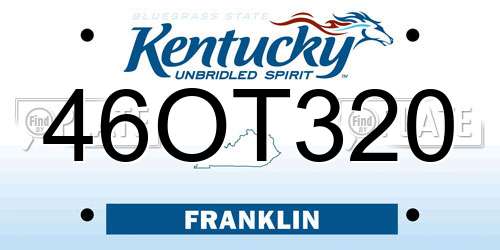 46OT320 Kentucky License Plate