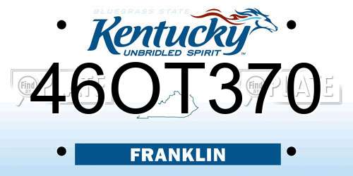 46OT370 Kentucky License Plate