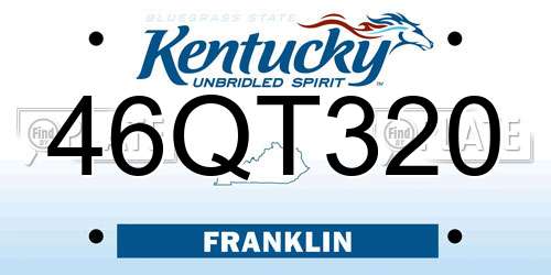 46QT320 Kentucky License Plate