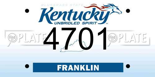 4701 Kentucky License Plate