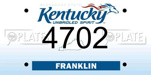 4702 Kentucky License Plate