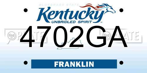 4702GA Kentucky License Plate