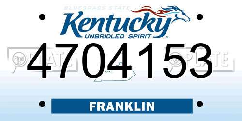 4704153 Kentucky License Plate