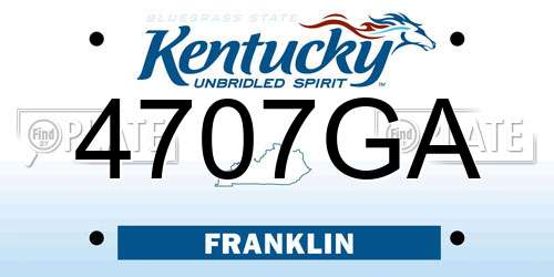 4707GA Kentucky License Plate