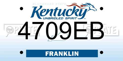 4709EB Kentucky License Plate