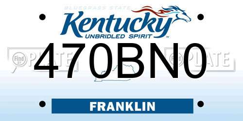 470BN0 Kentucky License Plate