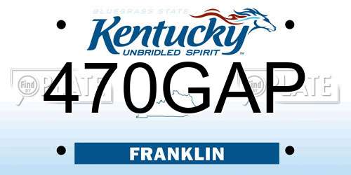 470GAP Kentucky License Plate
