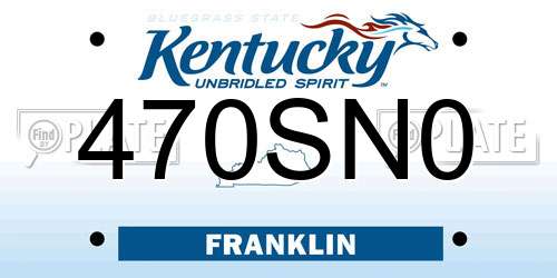 470SN0 Kentucky License Plate