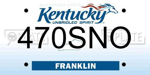 470SNO Kentucky License Plate