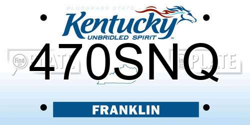 470SNQ Kentucky License Plate