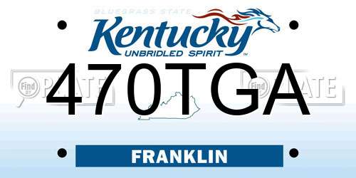 470TGA Kentucky License Plate