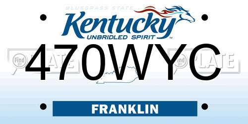 470WYC Kentucky License Plate