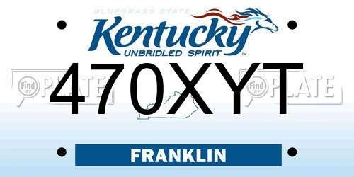 470XYT Kentucky License Plate