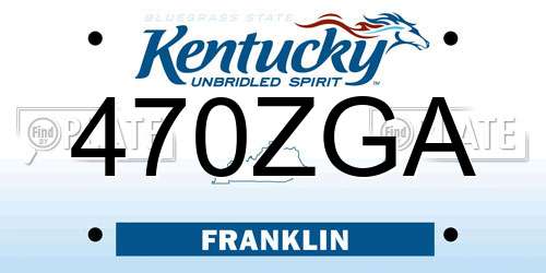 470ZGA Kentucky License Plate