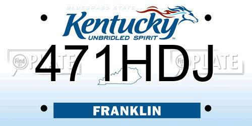 471HDJ Kentucky License Plate