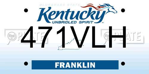 471VLH Kentucky License Plate