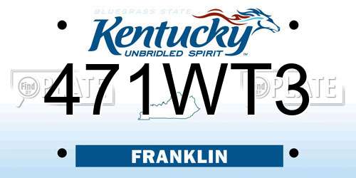 471WT3 Kentucky License Plate