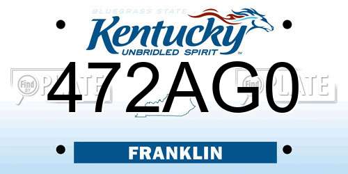 472AG0 Kentucky License Plate