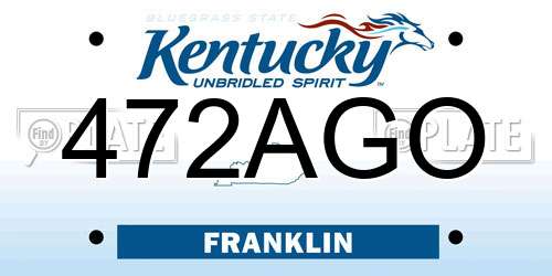 472AGO Kentucky License Plate