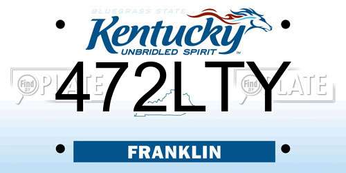 472LTY Kentucky License Plate