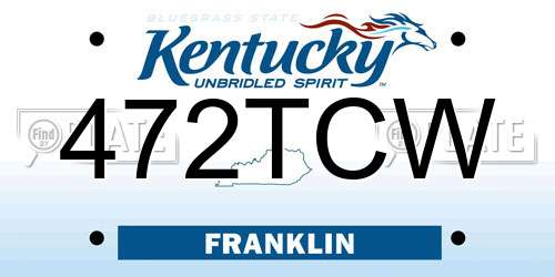 472TCW Kentucky License Plate