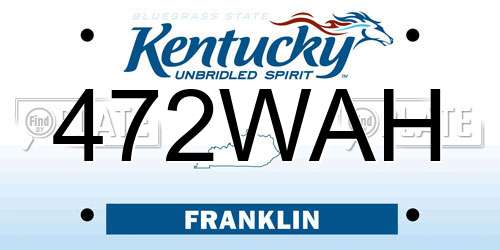 472WAH Kentucky License Plate
