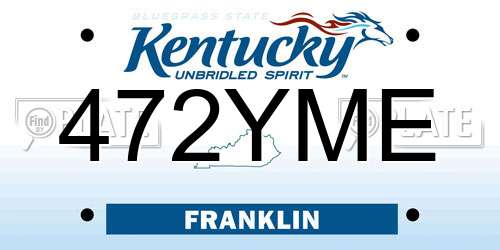 472YME Kentucky License Plate