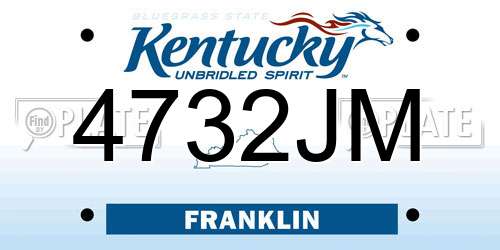 4732JM Kentucky License Plate