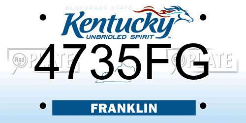 4735FG Kentucky License Plate