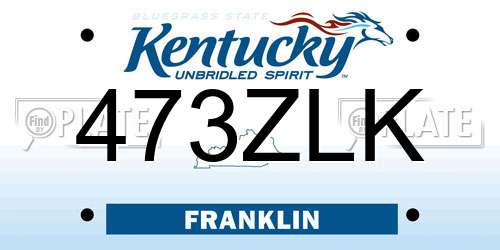 473ZLK Kentucky License Plate