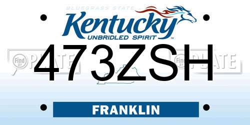 473ZSH Kentucky License Plate