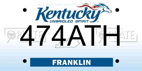 474ATH Kentucky License Plate