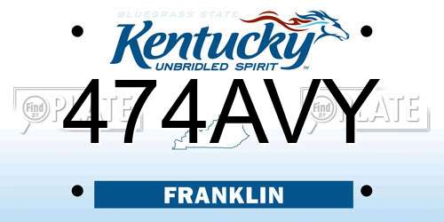 474AVY Kentucky License Plate