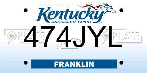 474JYL Kentucky License Plate