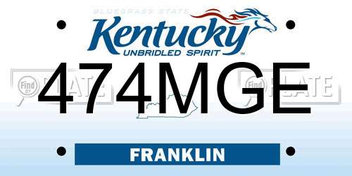 474MGE Kentucky License Plate