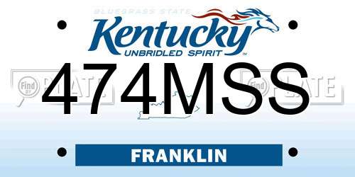 474MSS Kentucky License Plate