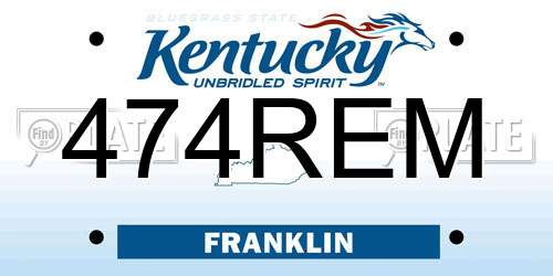 474REM Kentucky License Plate