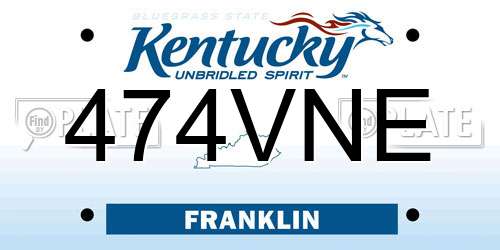 474VNE Kentucky License Plate