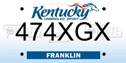 474XGX Kentucky License Plate