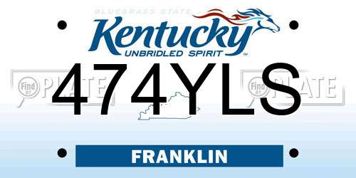 474YLS Kentucky License Plate