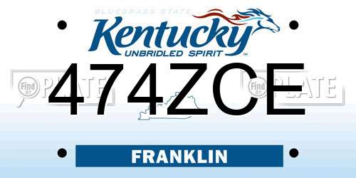 474ZCE Kentucky License Plate
