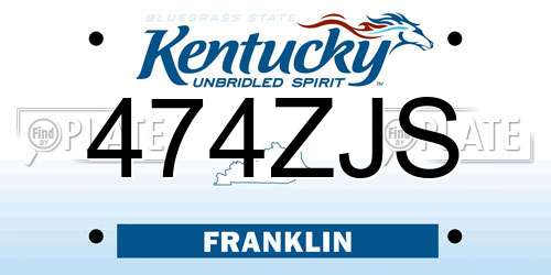 474ZJS Kentucky License Plate
